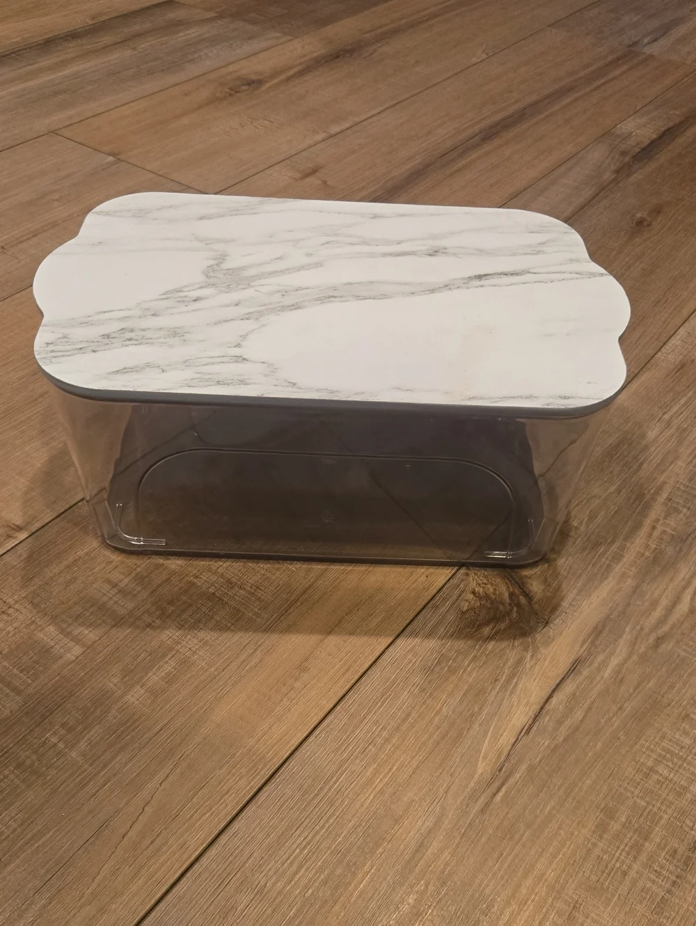 Clear Plastic Storage Organizer with Faux Marble Lid – 11x7x4
